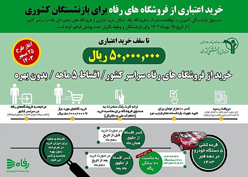  ارائه وام خرید اعتباری بازنشستگان کشوری از فروشگاه رفاه 