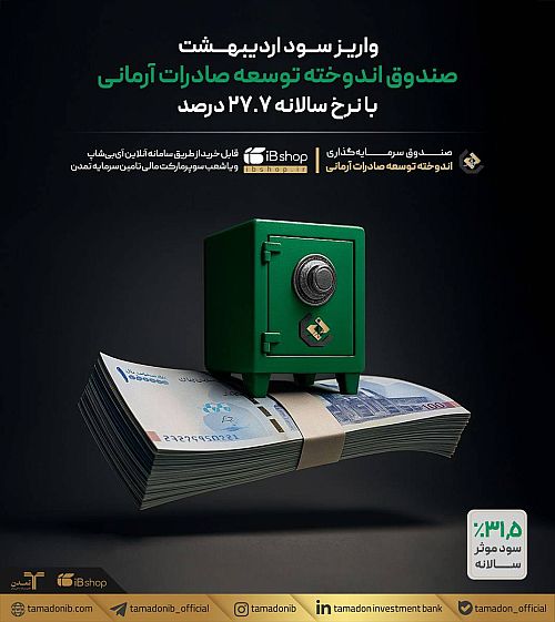 واریز سود اردیبهشت صندوق «اندوخته توسعه صادرات آرمانی» با نرخ سالانه ۲۷.۷ درصد