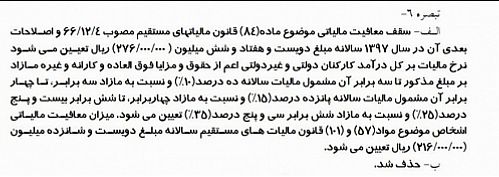 سقف جدید معافیت مالیاتی حقوق در سال ۹۷