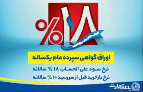  عرضه اوراق گواهی سپرده الکترونیکی 18درصد در بانک تجارت