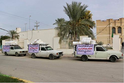  آبگرمکن های اهدایی بانک رفاه کارگران به شهروندان سیل زده بوشهری