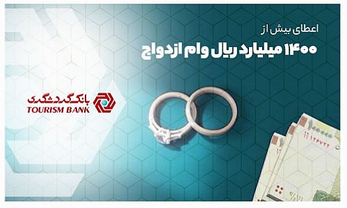  بانک گردشگری بیش از ۱۴۰۰ میلیارد ریال وام ازدواج پرداخت کرد