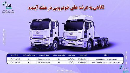  ابلاغ شرایط خرید کامیون کشنده و کمپرسی فاو در بورس کالا
